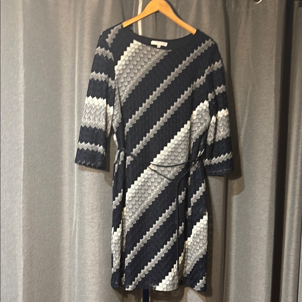 Elegant Black and Gray Striped Dress